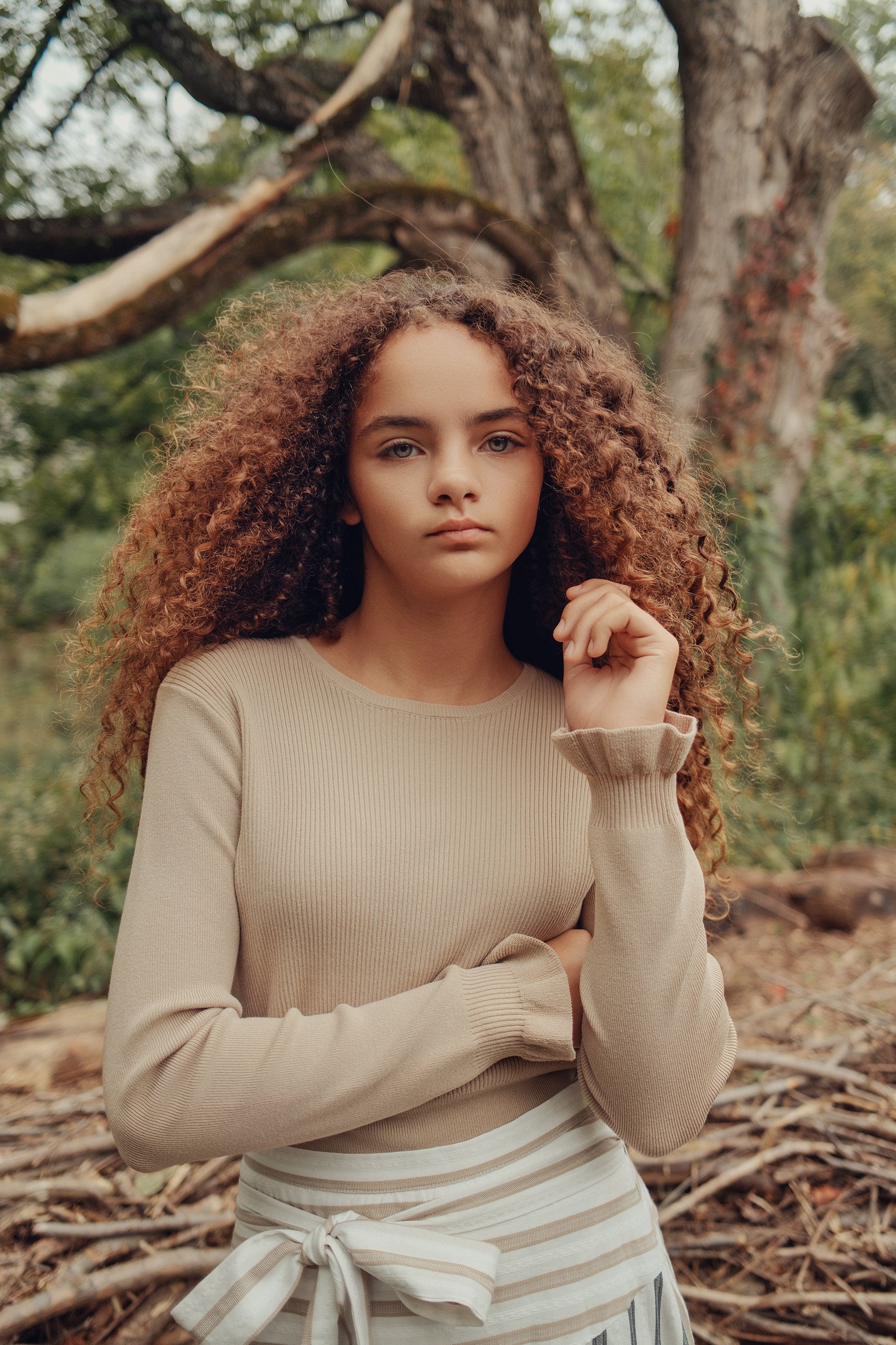 Thin Rib Knit Sweater - Natural