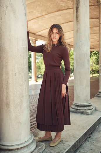 Kelsey Midi Skirt - Brown