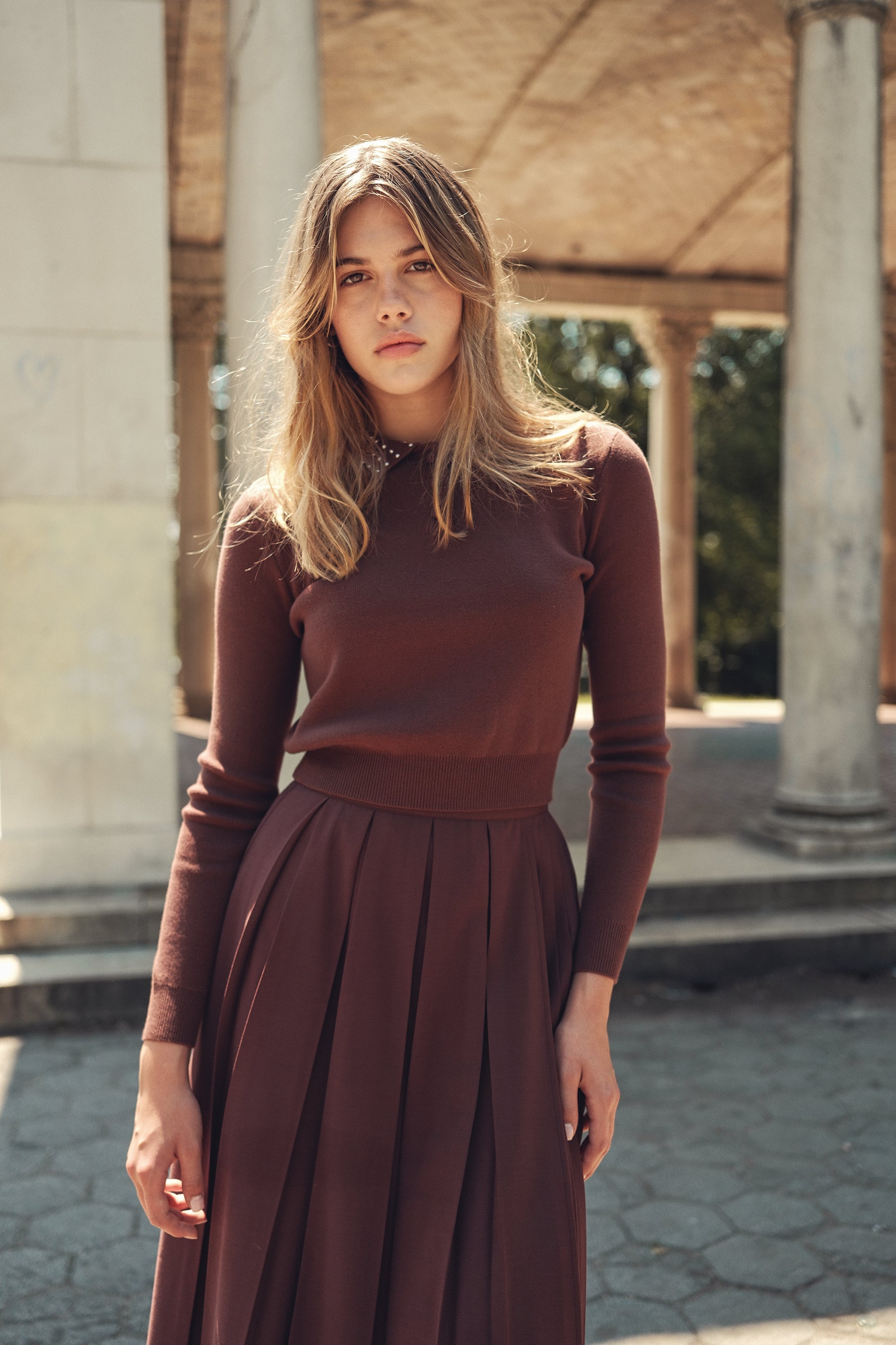 Kelsey Collared Sweater - Brown
