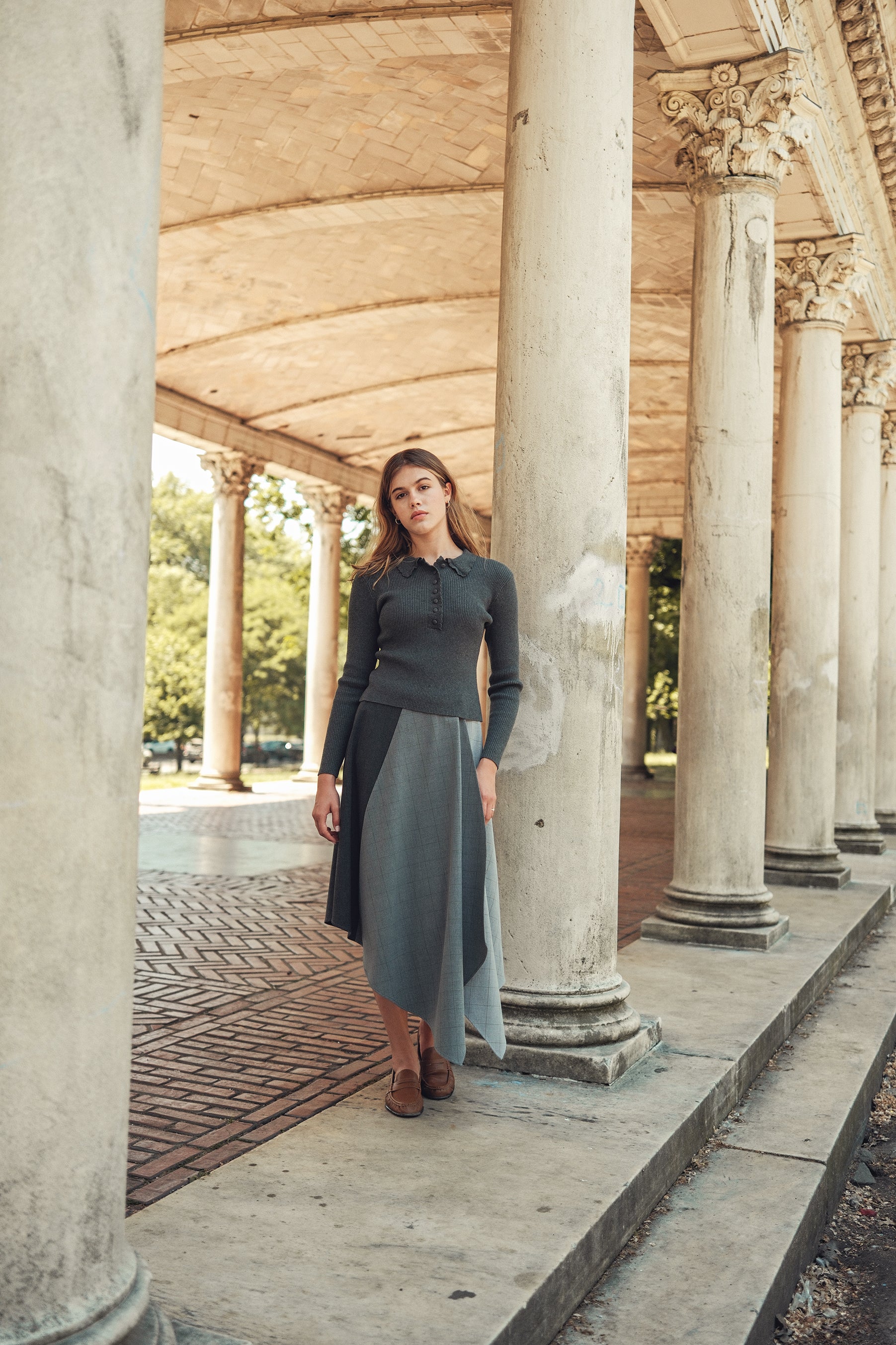 Claudia Wrap Midi Skirt - Grey