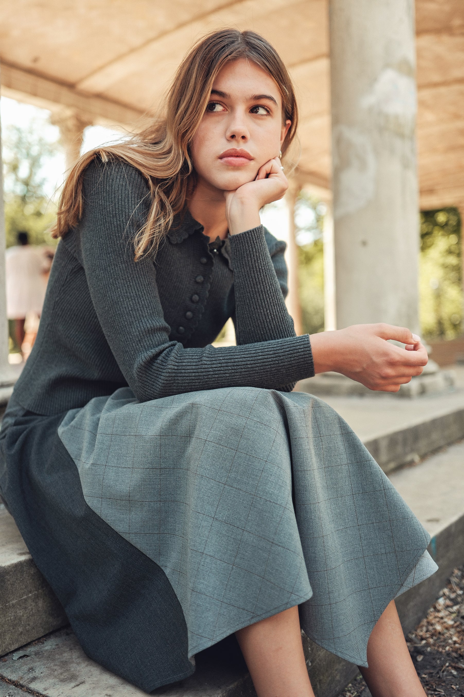 Lyla Collared Sweater - Grey