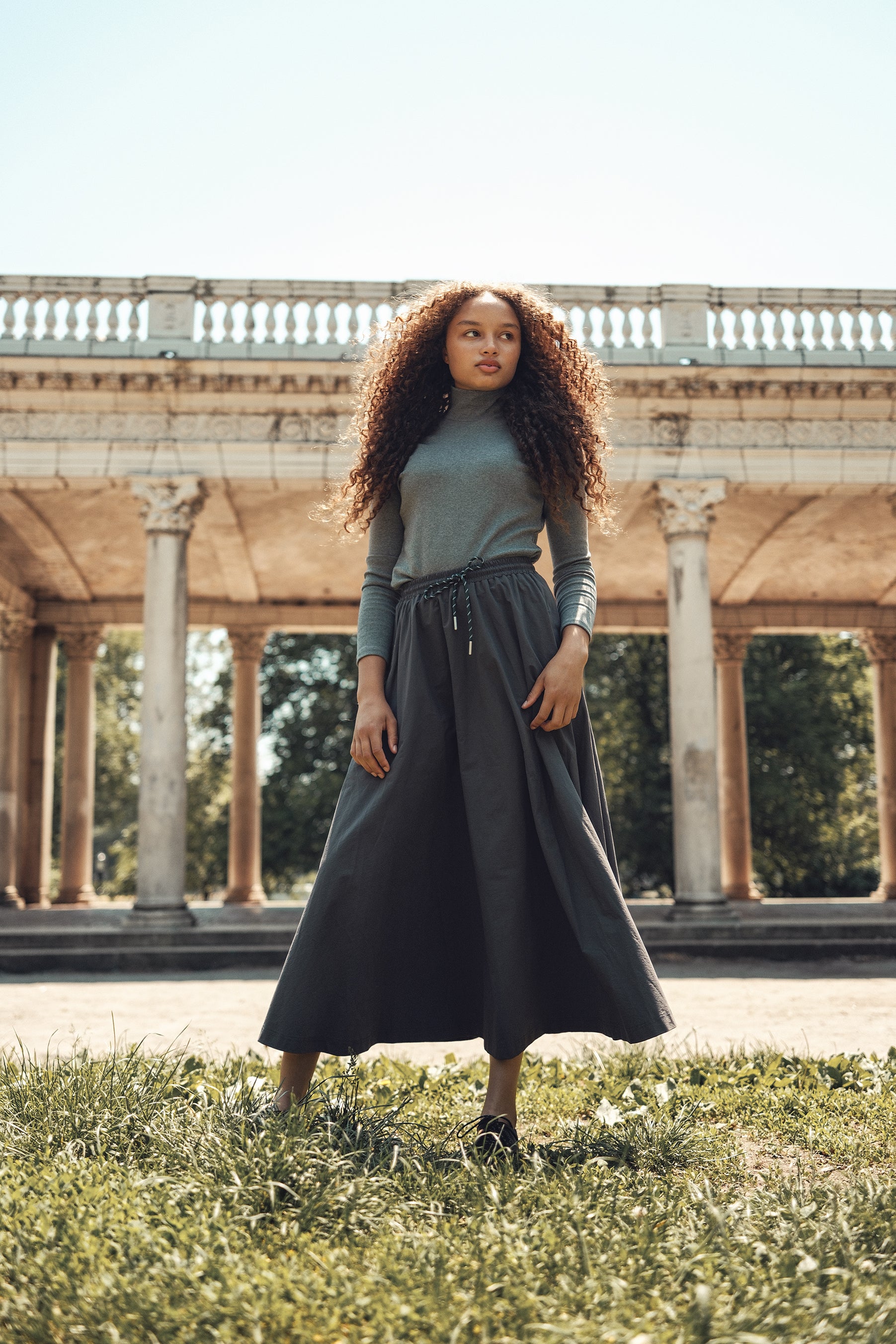 Mila Midi Skirt - Grey