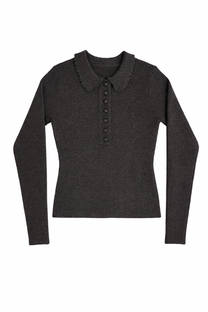 Lyla Collared Sweater - Grey