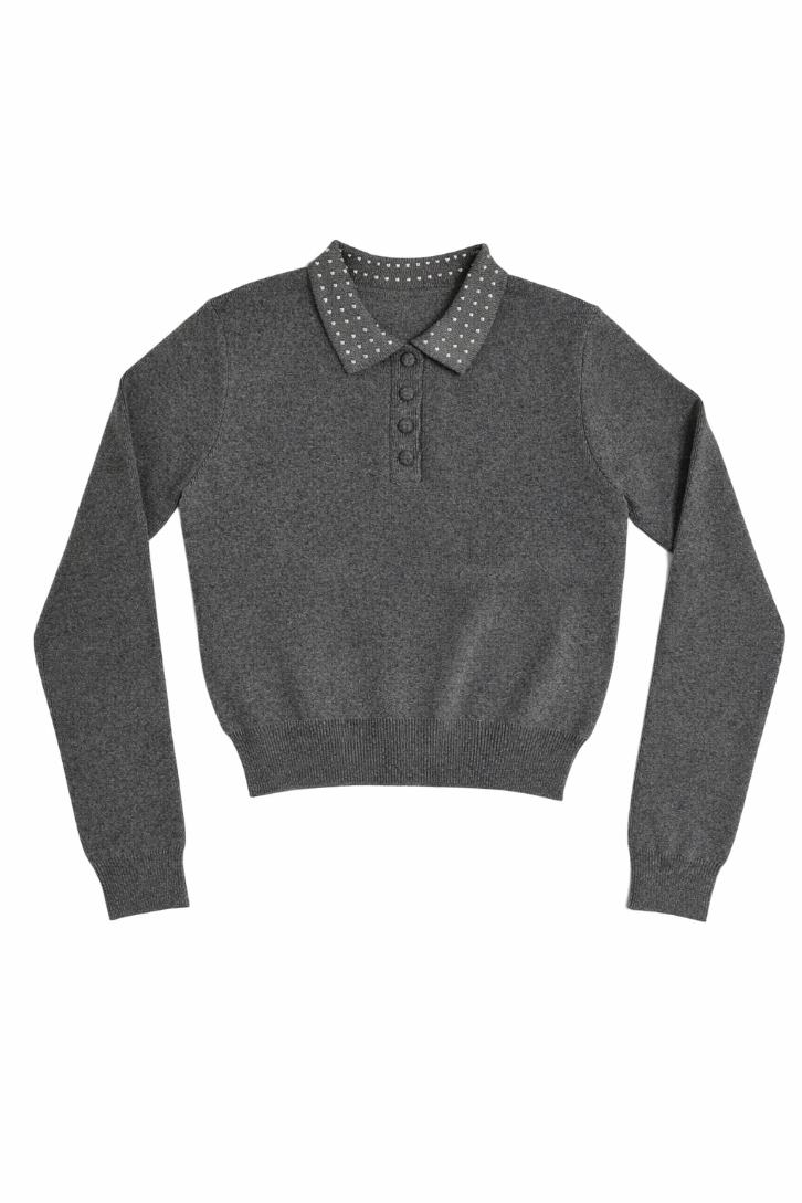 Kelsey Collared Sweater - Grey