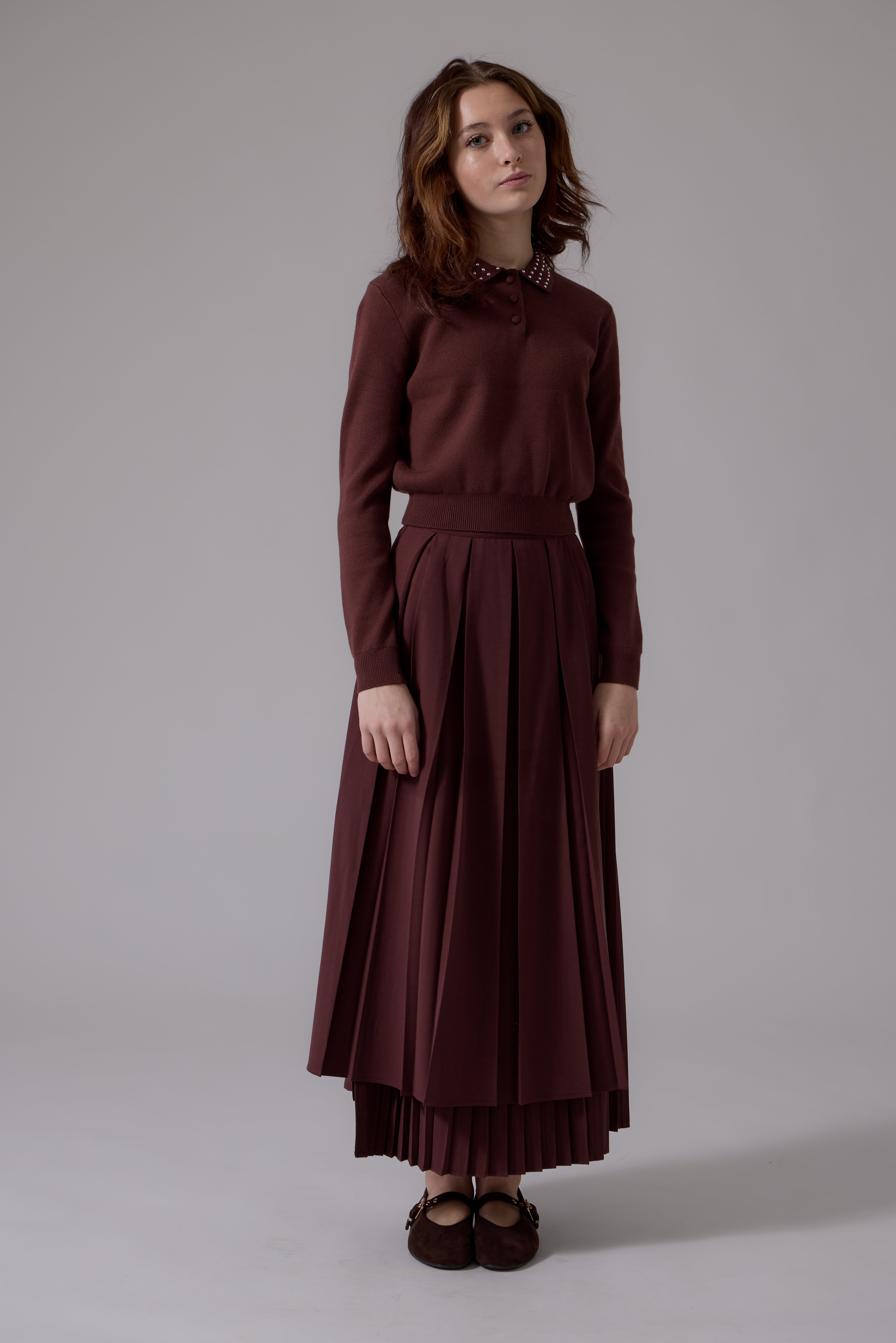 Kelsey Collared Sweater - Brown