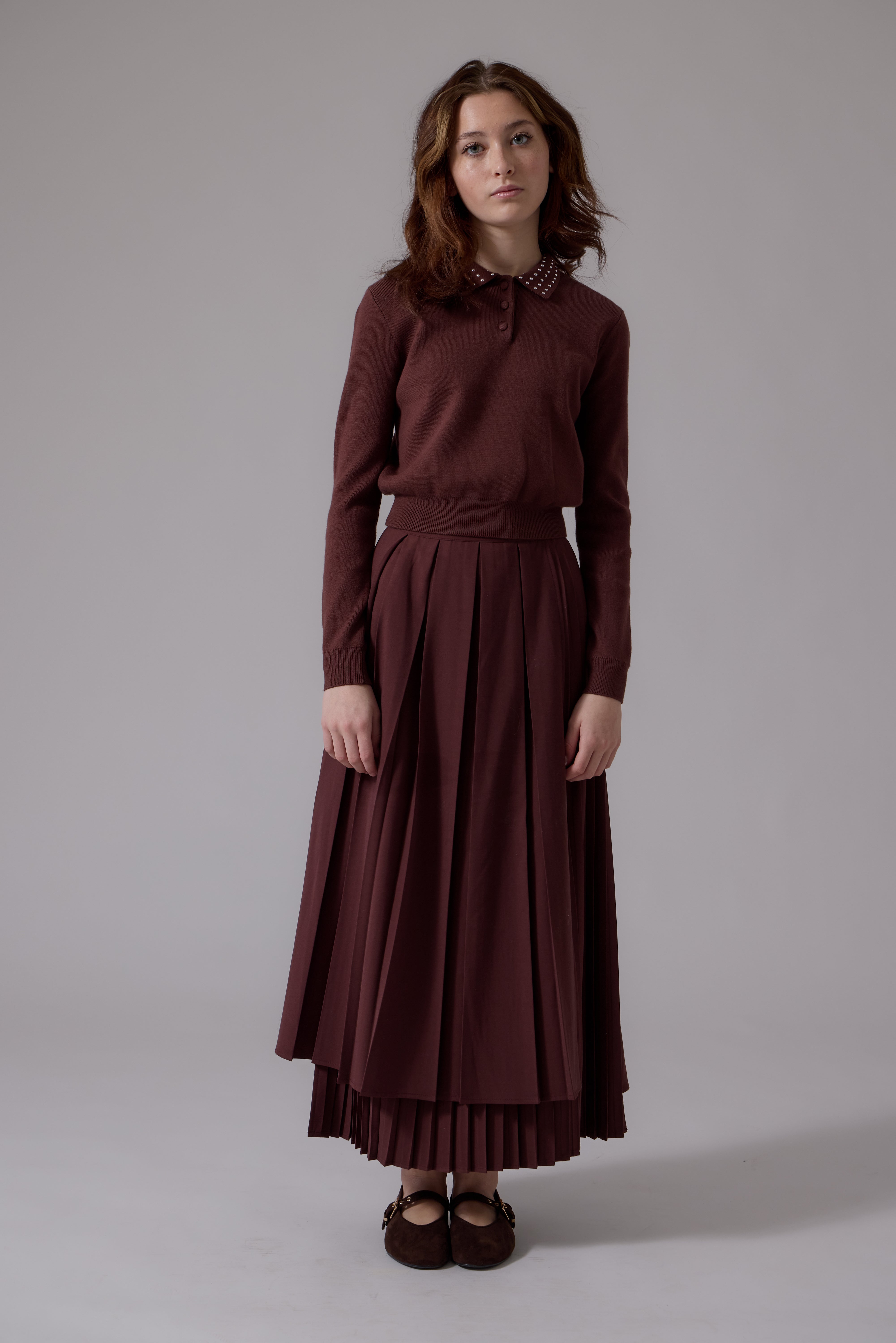 Kelsey Collared Sweater - Brown