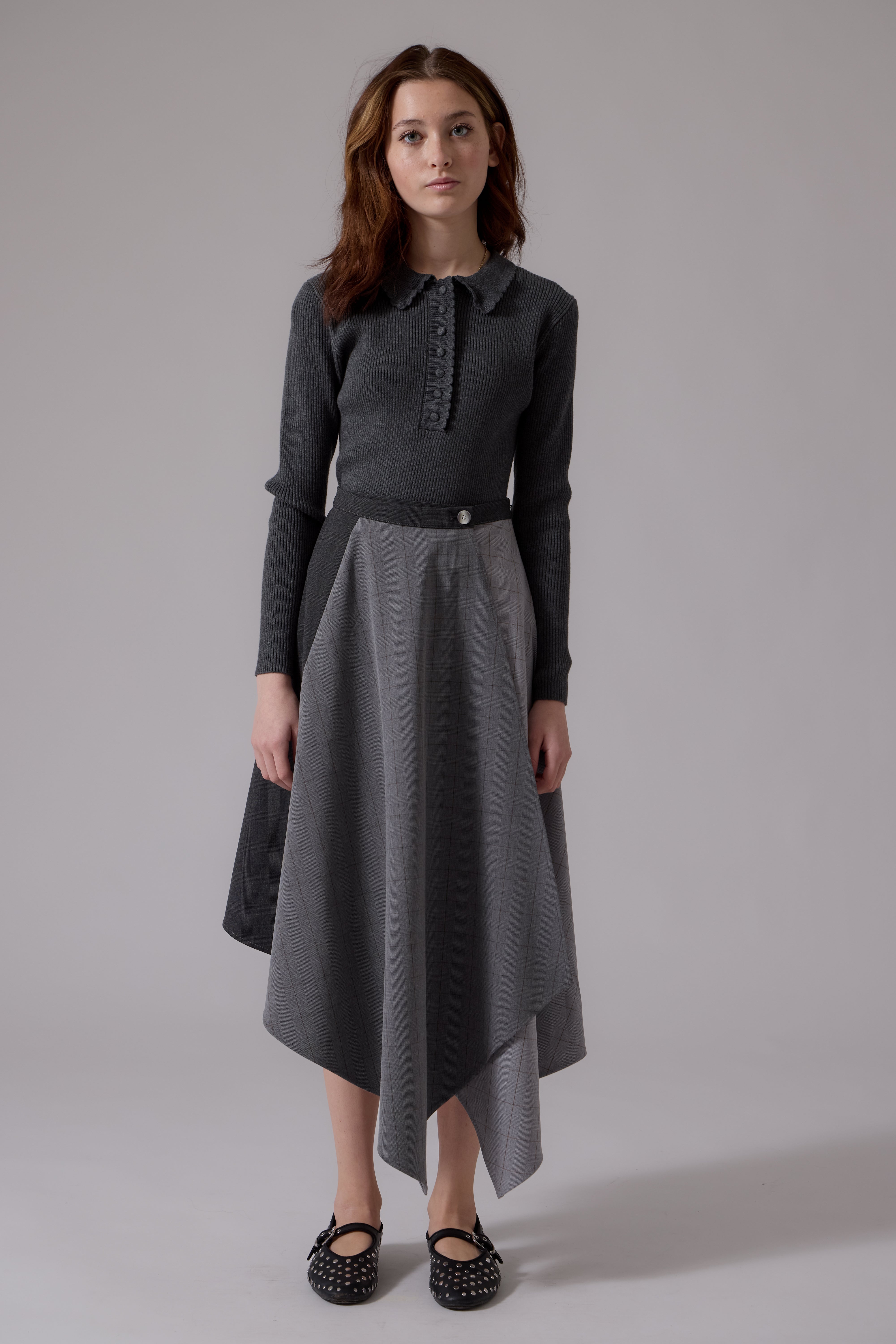 Lyla Collared Sweater - Grey