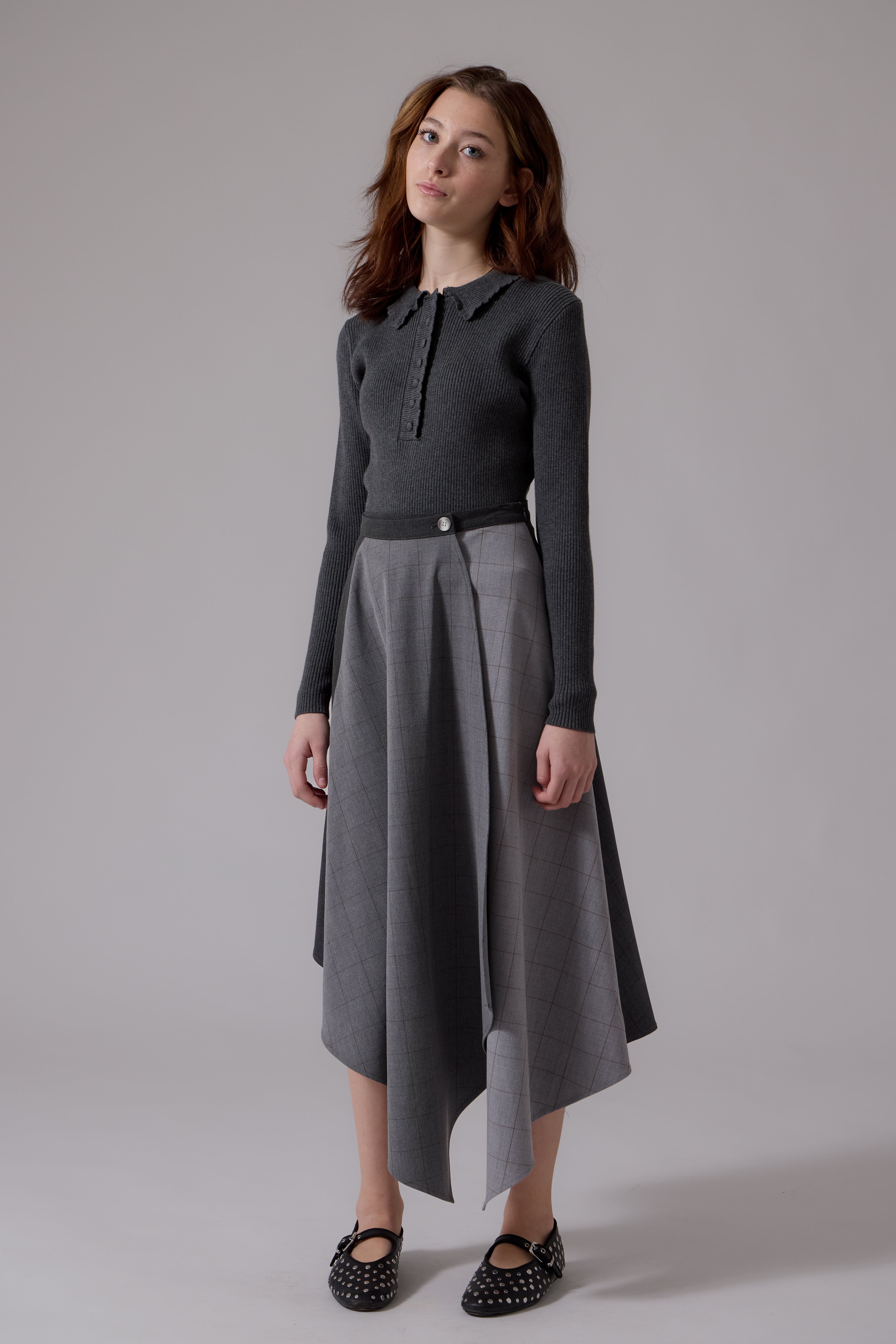 Claudia Wrap Midi Skirt - Grey