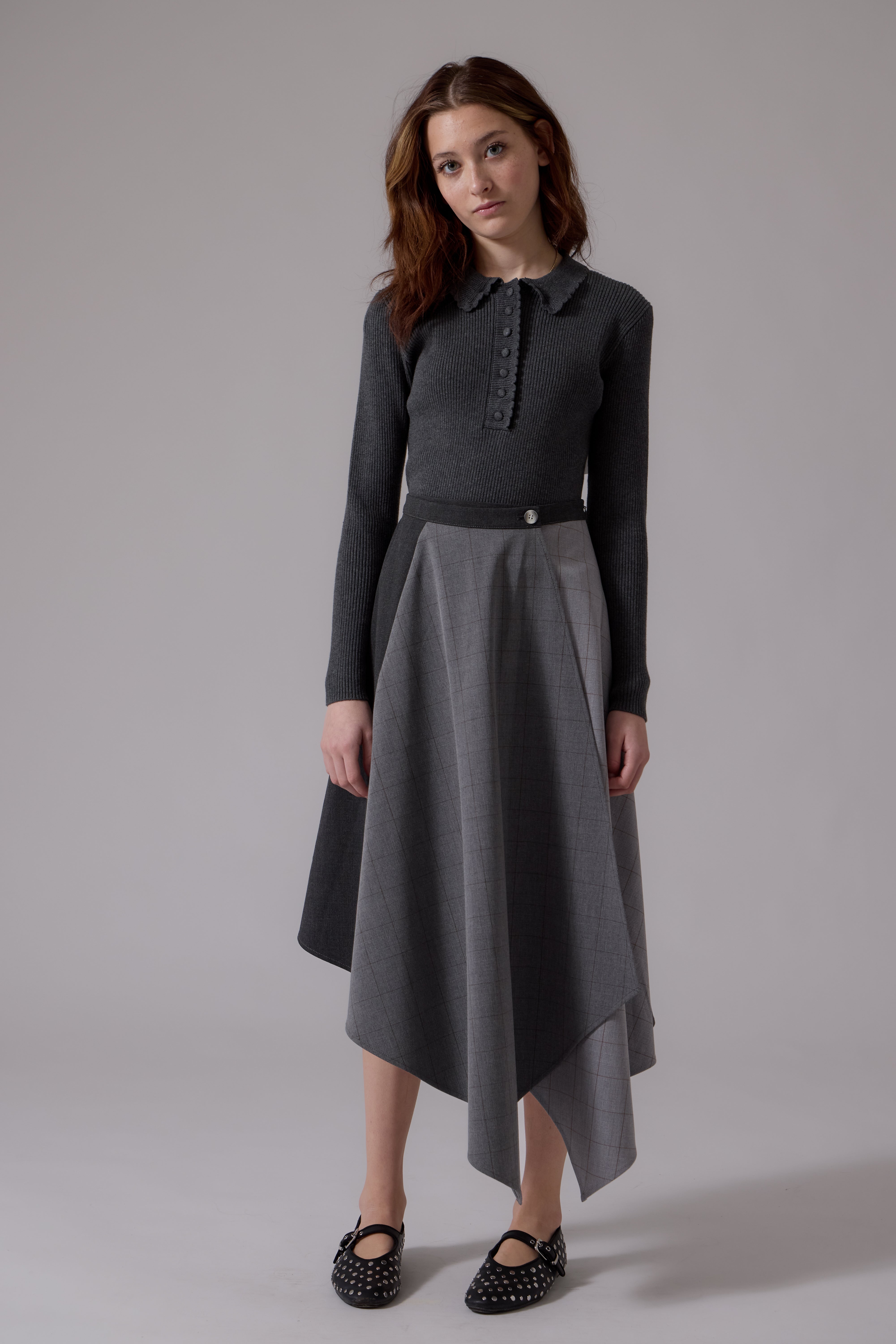 Lyla Collared Sweater - Grey