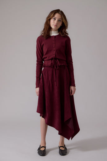 Claudia Wrap Midi Skirt - Maroon