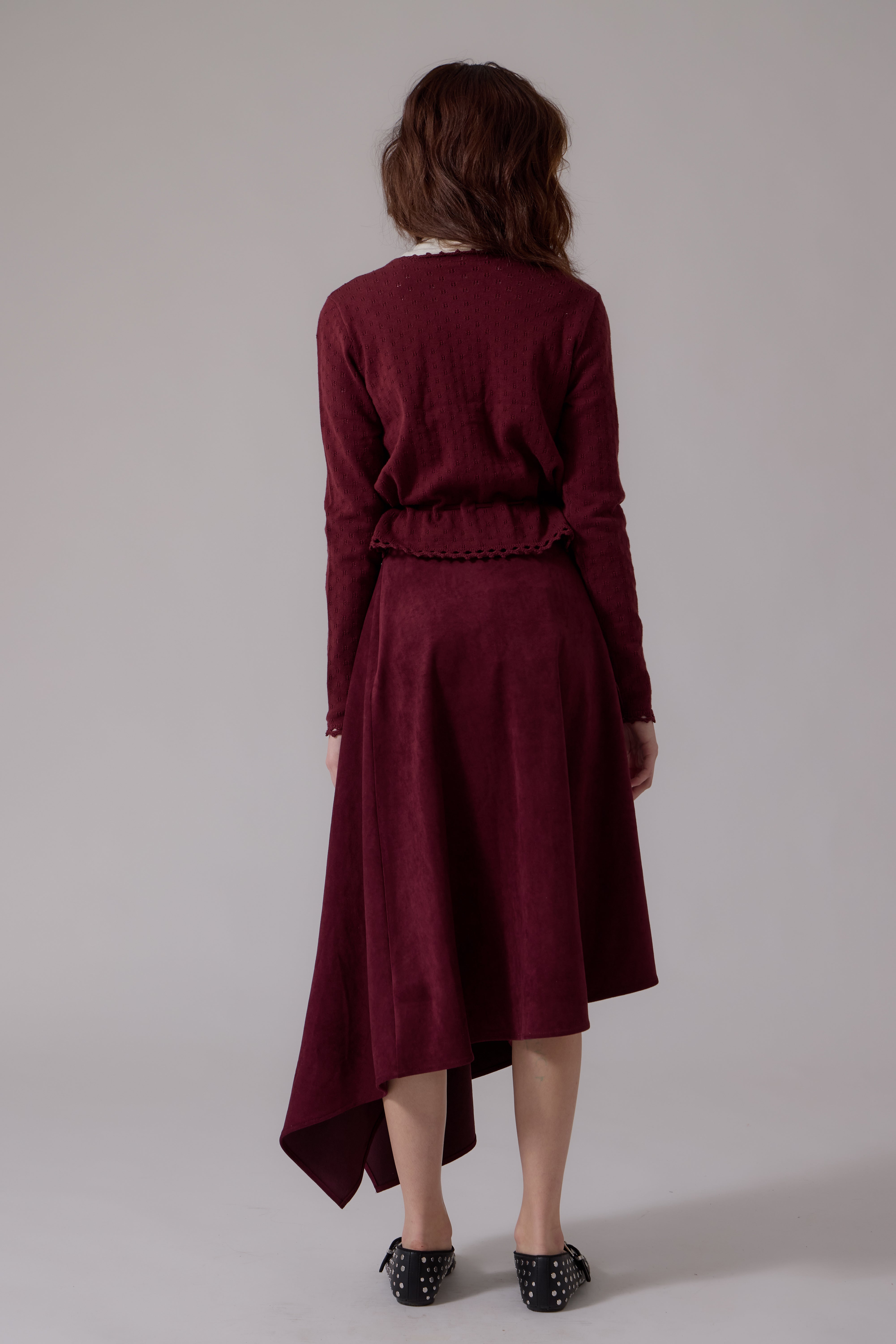Claudia Wrap Midi Skirt - Maroon