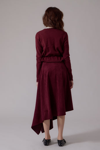 Claudia Wrap Midi Skirt - Maroon