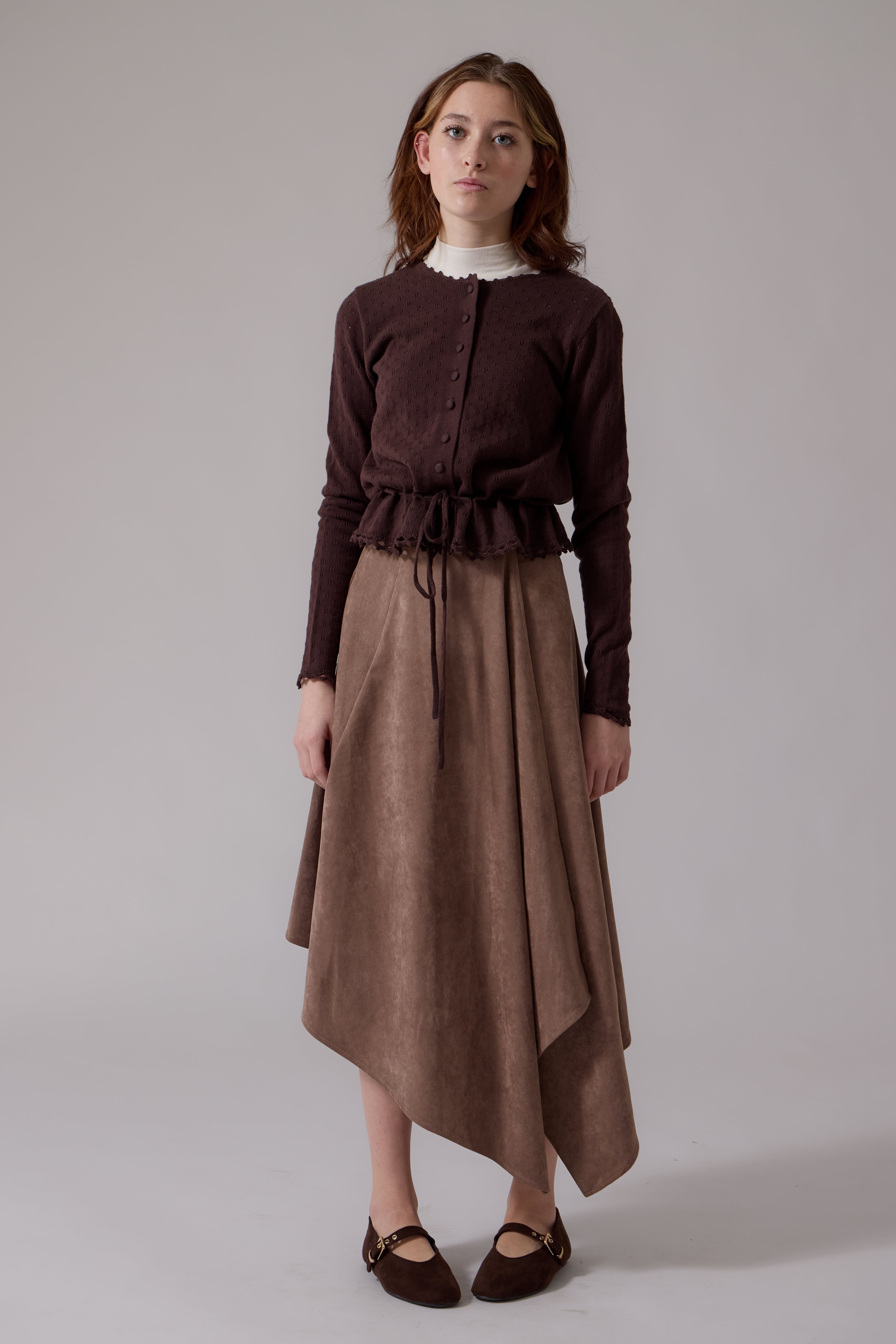 Claudia Wrap Midi Skirt - Taupe