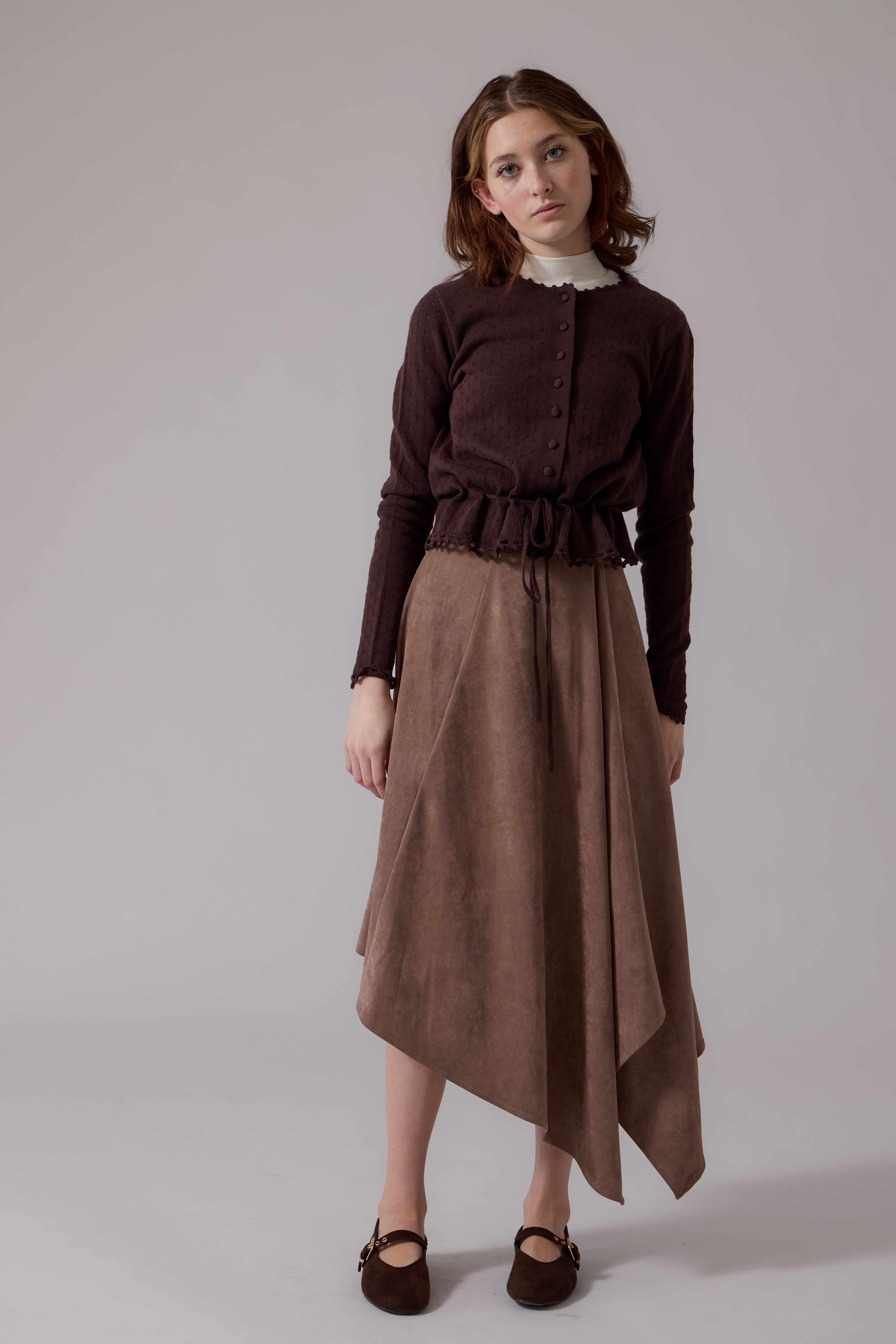 Claudia Wrap Midi Skirt - Taupe