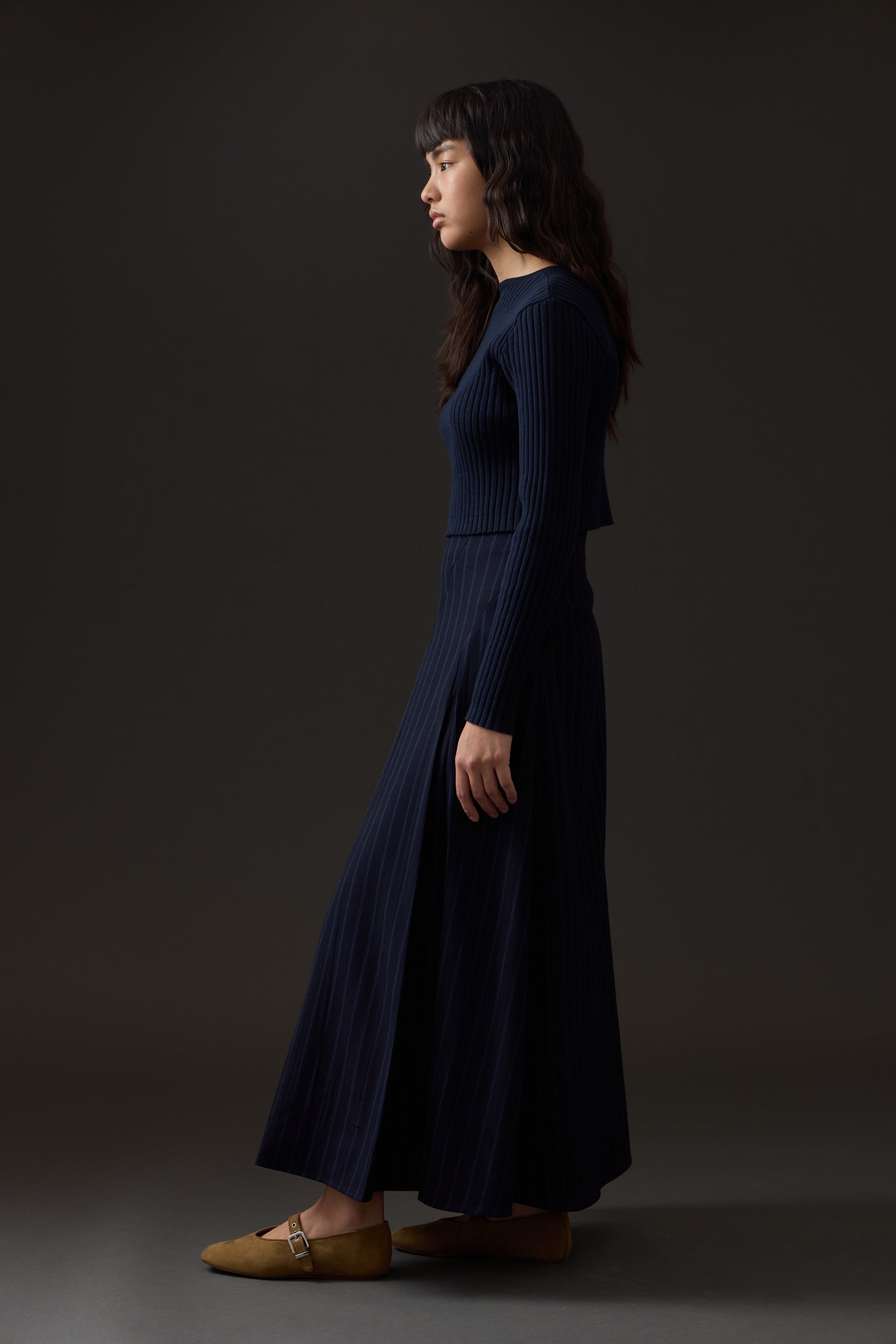 Vivian Midi Skirt - Navy