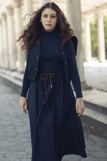 Mila Midi Skirt - Navy
